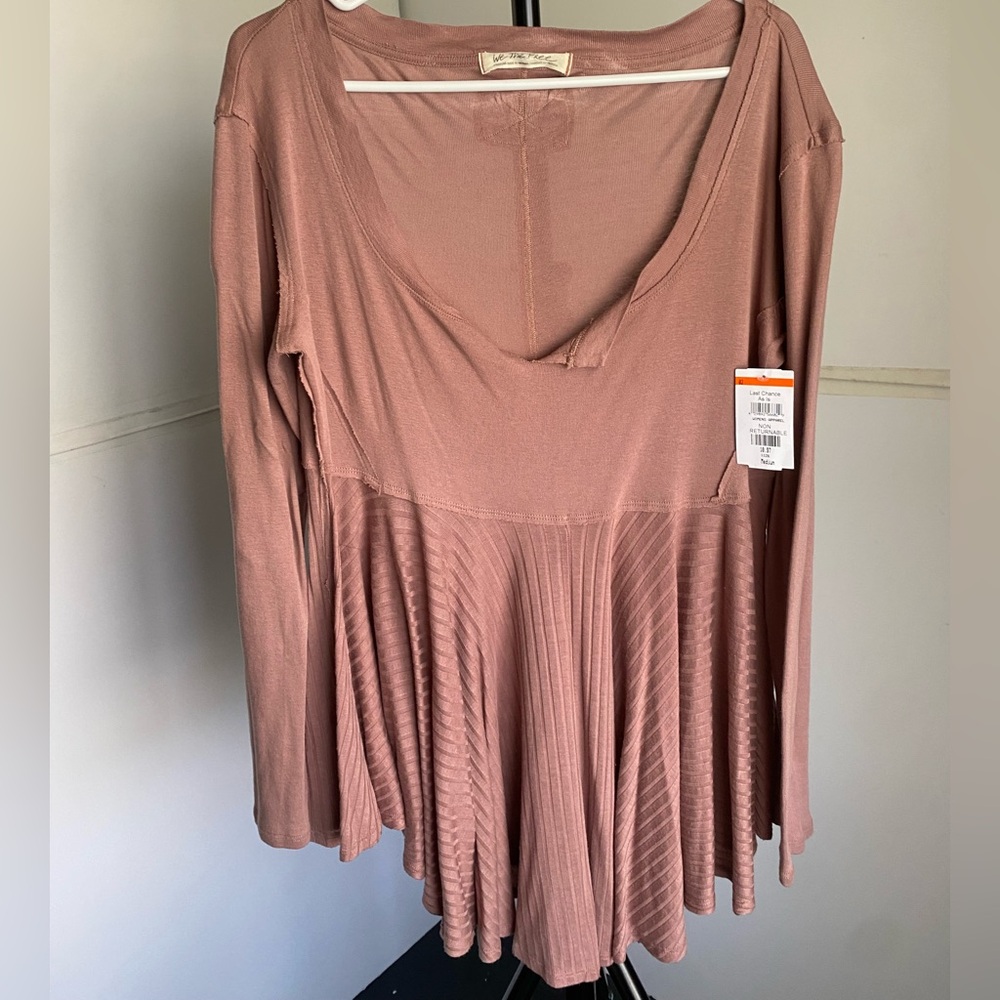 We The Free Long Sleeve Pleated Tunic in Mauve - Picture 6 of 7